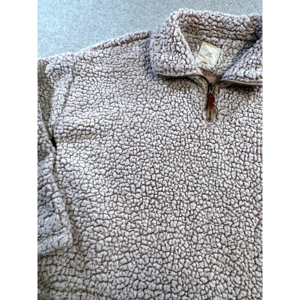 Thread & Supply Sherpa Pullover Womens XS Beige Quarter Zip‎ Teddy Fleece
